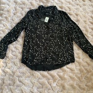 Black w/ white stars, button down blouse, Rails, new w/ tags, small
